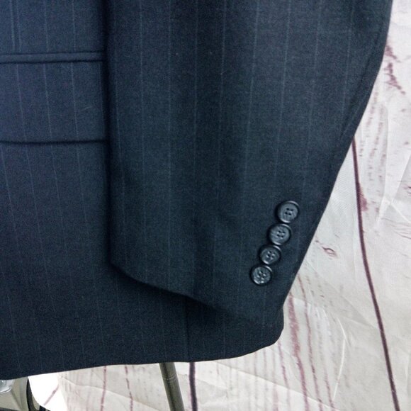 Bill Blass Studio 42R Super 100s 2 Button Charcoal Gray Striped 2pc Suit 37x31 - Picture 6 of 16